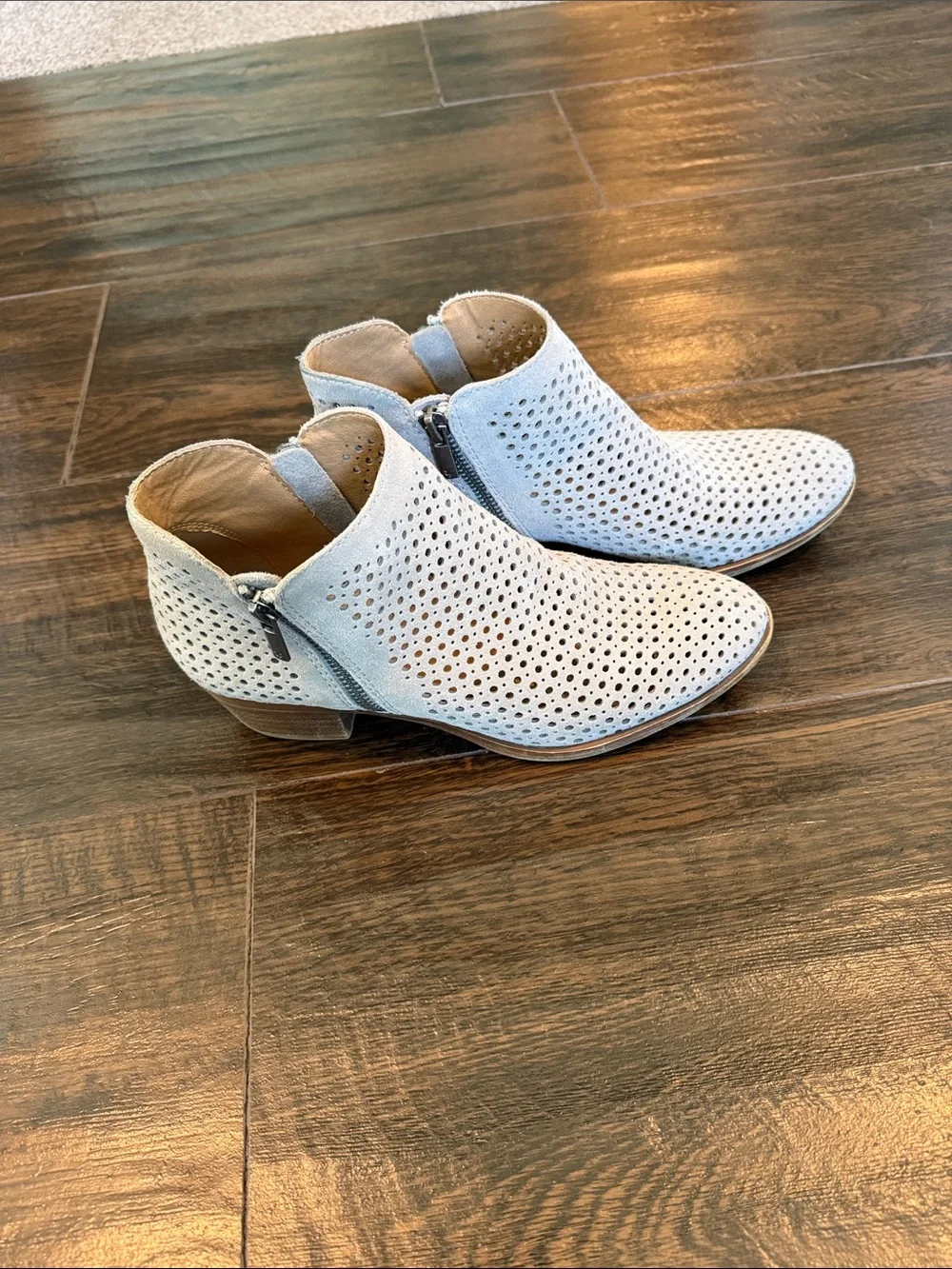 Lucky Brand Women's White Perforated Ankle Booties
